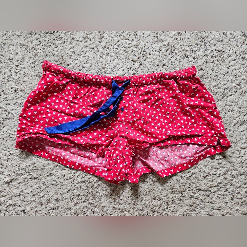 Vintage Y2k Organic Cotton Faded Glory Red Sailboat Sleep Shorts | XL